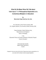 What do we mean when we talk about “safe space”?: a philosophical exploration of a contentious metaphor in education