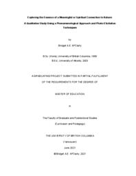Exploring the essence of a meaningful or spiritual connection to nature: A qualitative study using a phenomenological approach and photo-elicitation techniques