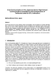 Oral communication in the Japanese senior high school: communicative competence and comparisons of textbooks used for EFL instruction