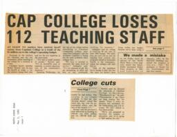 Cap College loses 112 teaching staff