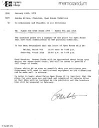 Plans for Open House 1979 - March 9th and 10th