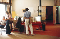 Students inside B (Library) building