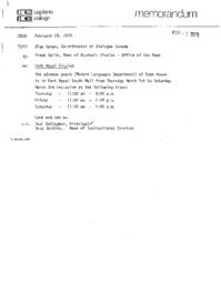 Park Royal Display memo from Olga Kempo to Frank Gelin