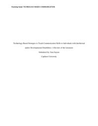 Technology-Based Strategies to Teach Communication Skills to Individuals with Intellectual and/or Developmental Disabilities: A Review of the Literature
