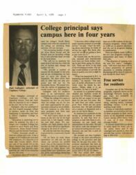 College principal says campus here in four years