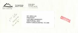 Envelope from first letter received as a university