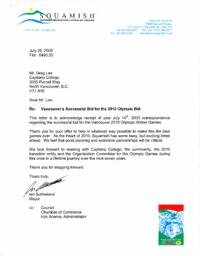 Vancouver's successful bid for the 2010 Olympic Bid
