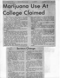 Marijuana use at College claimed: Serious charge