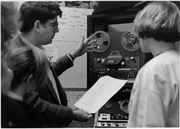 Media prof Peter Thompson with students