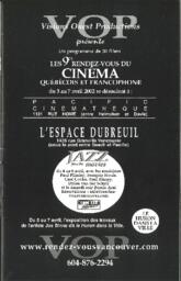 Les 9es rendez-vous de cinéma québécois et francophone: Un programme de 20 films