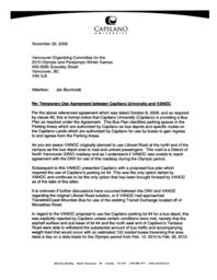 Temporary use agreement between Capilano University and VANOC