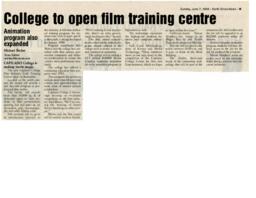 College to open film training centre: Animation program also expanded