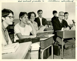 Capilano College students in a lecture at West Vancouver Secondary School