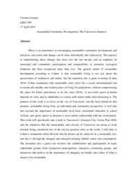 Sustainable Community Development: The Vancouver Initiative