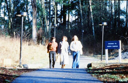 Students on campus pathway
