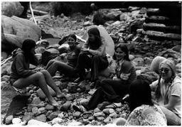 Students on rocks