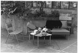 Living room set up on campus outside