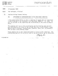 Memorandum: Appointment of Representatives to the Open House Committee