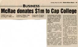 McRae donates $1m to Cap College