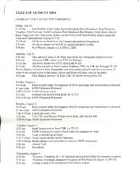 Jazz Em Agosto 2004: Itinerary for Vancouver Ensembles