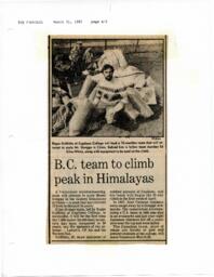 B.C. team to climb peak in Himalayas
