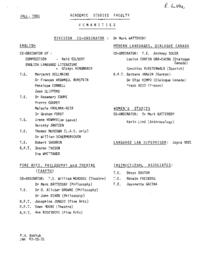 List of Academic Studies Faculty