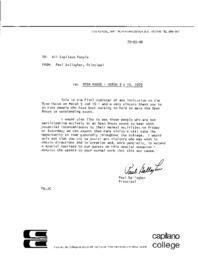 Letter from Paul Gallagher to "All Capilano People" re: Open House