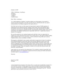 Letter updating supporters on the university status campaign.