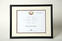 Golden Jubilee Medal certificate: Joan Acosta