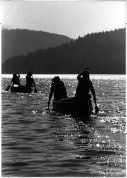 Students canoeing
