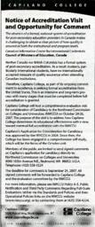 Notice of accreditation visit and opportunity for comment