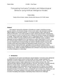 Forecasting Hurricane Formation and Meteorological Behavior using Artificial Intelligence Models