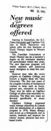 New Music degrees offered