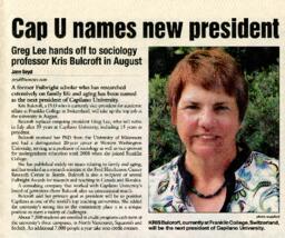 Cap U names new president: Greg Lee hands off to sociology professor Kris Bulcroft in August