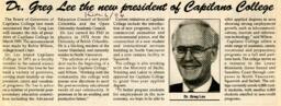 Dr. Greg Lee the new President of Capilano College