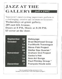 Jazz at the Gallery: Fall 1992