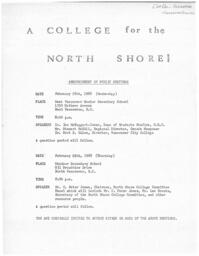 A College for the North Shore!: Announcement of Public Meetings