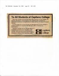 To all students of Capilano College
