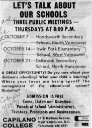 Let's talk about our schools: Three public meetings Thrusdays at 8:00 P.M.