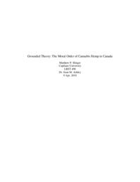 Grounded Theory: The Moral Order of Cannabis Hemp in Canada