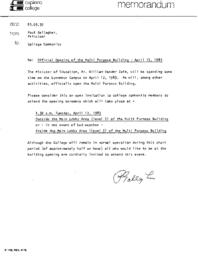An open invitation to College Community to attend Official Opening of the Multi Purpose Building