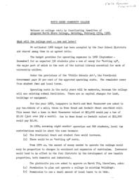 Release on college costs by Coordinating Committee of proposed North Shore College, Saturday, February 17th, 1968