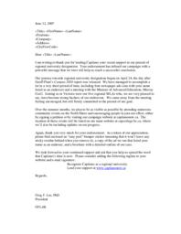 Letter to supporters