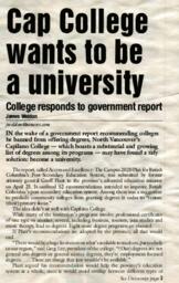 Cap College wants to be a university: College responds to government report