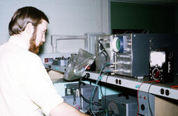 A student works with equipment