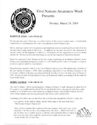 First Nations Awareness Week Presents: Daryn R. Leas and Jerry Alfred