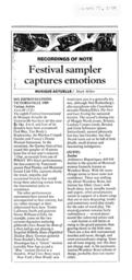 Recordings of Note: Festival sampler captures emotions