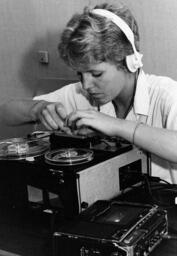 Student doing audio work