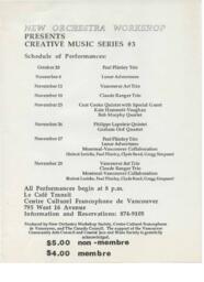 New Orchestra Workshop Presents Creative Music Series #3