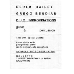 Duo Improvisations: Derek Bailey and Gregg Bendian